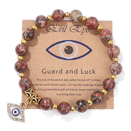 Natural Leopard Skin Jasper Round Beads Stretch Bracelets FS-WG18FCB-20-1