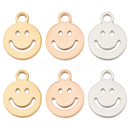 6Pcs 3 Colors 304 Stainless Steel Charms STAS-LP0001-31-1