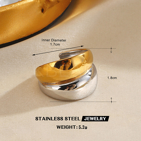304 Stainless Steel Cuff Open Rings for Women FS-WG0ACBE-03-1