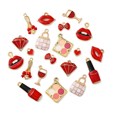 20Pcs 10 Styles Women Theme Alloy Pendants ENAM-FP0002-07-1