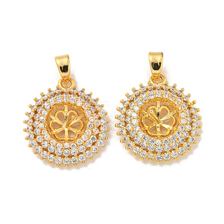 Rack Plating Brass Peg Bail Pendants Micro Pave Cubic Zirconia KK-A214-18G-1