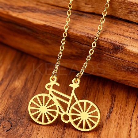 304 Stainless Steel Bicycle Pendant Necklaces for Men Women WGD5F94-01-1
