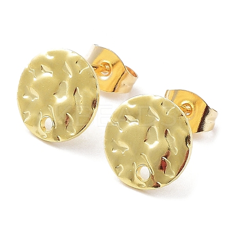 201 Stainless Steel Flat Round Stud Earring Findings STAS-K259-19B-G-1