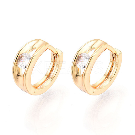 Brass Micro Pave Clear Cubic Zirconia Hoop Earrings EJEW-T048-46G-1