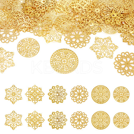 48Pcs 6 Styles Rack Plating Iron Filigree Joiners IFIN-TA0001-65-1
