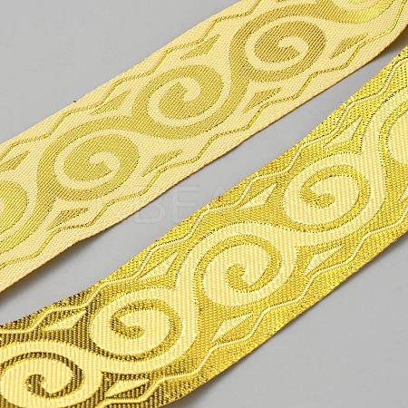 Ethnic Style Polyester Jacquard Flower Ribbon OCOR-WH0070-111B-1