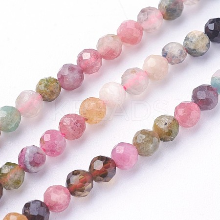 Natural Multicolor Tourmaline Beads Strands G-F619-20B-4mm-1