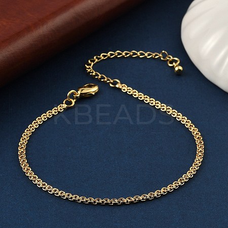Brass Rope Chain Bracelets for Women BJEW-G735-08G-1