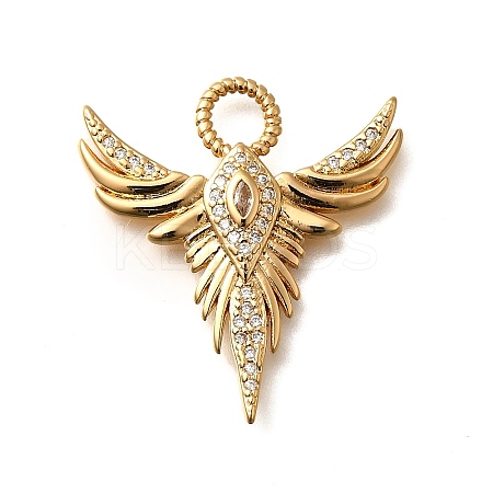 Brass Micro Pave Cubic Zirconia Pendants KK-U055-09G-01-1