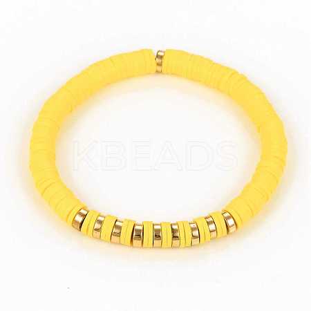Handmade Polymer Clay Heishi Beads Stretch Bracelets BJEW-JB05303-02-1