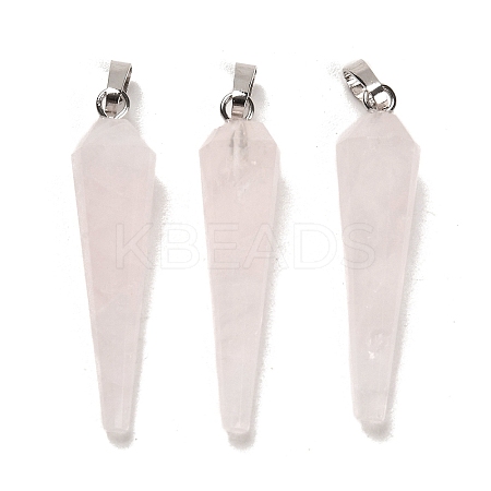 Natural Rose Quartz Pointed Pendants G-D089-01P-06-1