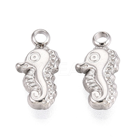 304 Stainless Steel Sea Horse Charms STAS-T069-04P-1