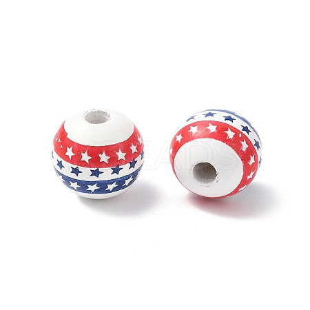 Independence Day Themes Wood European Beads WOOD-I014-01C-1