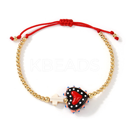 Cinco de Mayo Glass & Brass Beads Braided Bead Bracelets HB3045-1-1