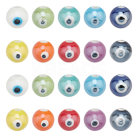 20Pcs 10 Colors Handmade Porcelain Ceramic Beads PORC-NB0001-12-1