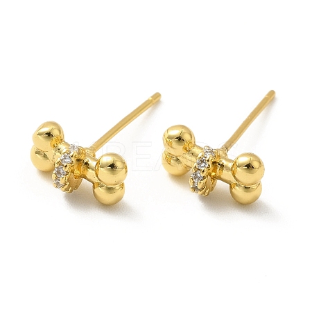 Cubic Zirconia Bone Shape Stud Earrings EJEW-F281-31G-1