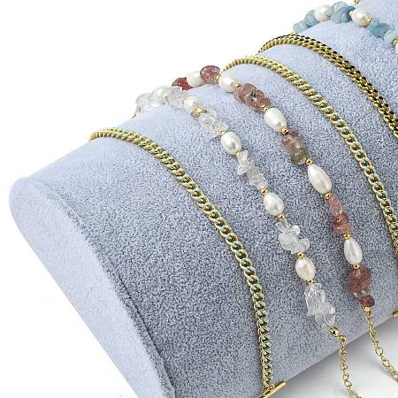 Wood Covered with Velvet Half Round Jewelry Bracelet Displays BDIS-YW0001-02-1
