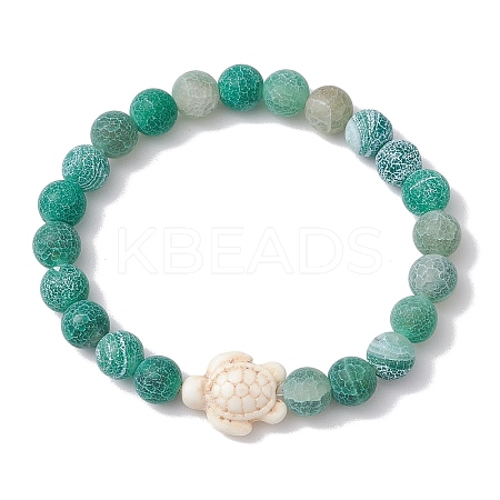 Dyed Natural Weathered Agate Round Beads Stretch Bracelets BJEW-JB11078-05-1