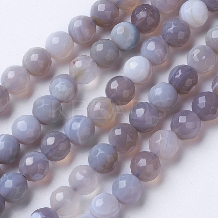 Natural Banded Agate Beads Strands G-G754-02-8mm-1
