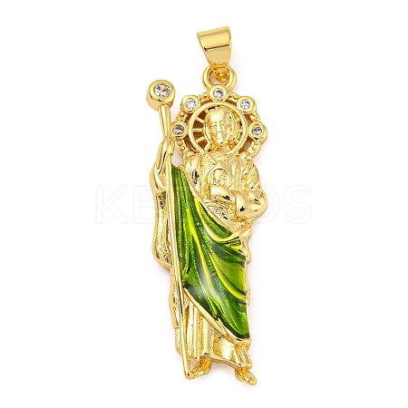 Rack Plating Brass Micro Pave Clear Cubic Zirconia Pendants KK-Z063-04G-1