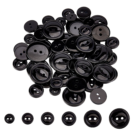 120Pcs 6 Styles 2-Hole Resin Buttons FIND-DR0001-45B-1