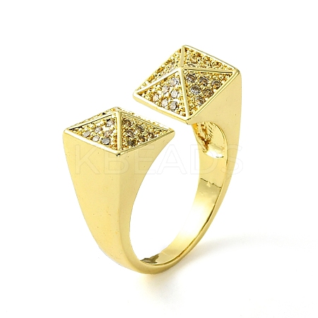 Brass Micro Pave Cubic Zirconia Open Cuff Rings RJEW-K256-12G-1