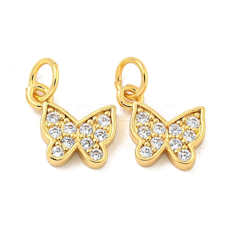 Rack Plating Brass Micro Pave Clear Cubic Zirconia Pendants KK-B093-13A-G-1