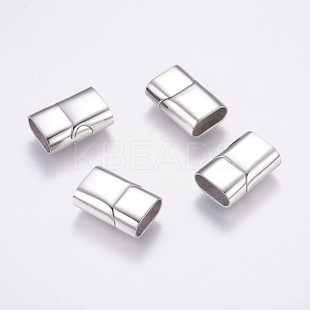 Tarnish Resistant Rectangle 304 Stainless Steel Magnetic Clasps with Glue-in Ends LS-STAS-M195-11-1