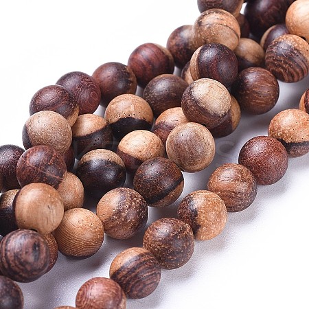 Natural Wood Beads Strands X-WOOD-F008-04-B-1