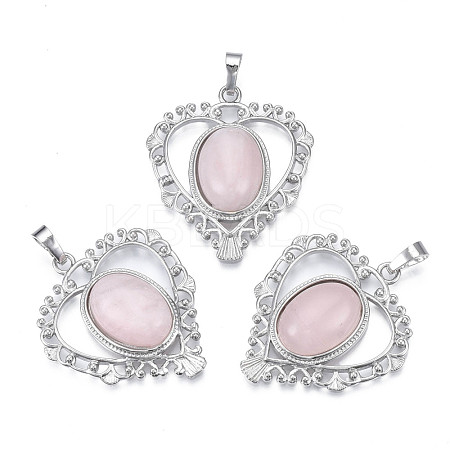 Natural Rose Quartz Pendants G-S274-12J-1