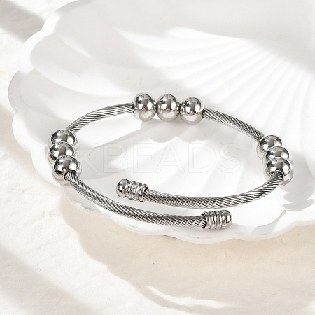 304 Stainless Steel Cuff Bangles for Women BJEW-Z087-11P-1