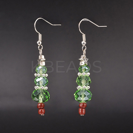 Christmas Glass Beads Dangle Earrings EJEW-JE01624-1