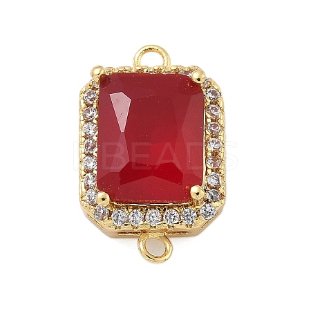 Rack Plating Brass Micro Pave Clear Cubic Zirconia Rectangle Connector Charms KK-A234-028G-03-1
