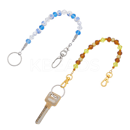 2Pcs Glass & Acrylic & Alloy Keychain KEYC-NB00028-1