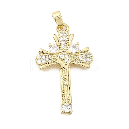Brass Micro Pave Cubic Zirconia Pendants KK-P336-08G-1