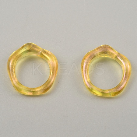 Candy Color Plastic Twist Wave Finger Ring for Women RJEW-WH0004-26E-1