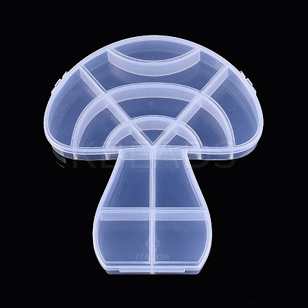 Autumn Mushroom 14 Grids Plastic Bead Storage Containers with Hinged Lid CON-T001-09-1