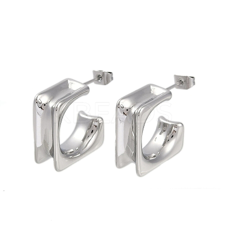 304 Stainless Steel Square Stud Earrings for Women EJEW-K281-26P-1