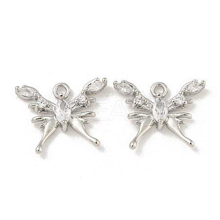 Brass Micro Pave Clear Cubic Zirconia Pendants KK-Z057-02P-1