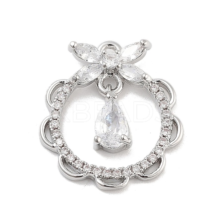 Brass Pave Clear Cubic Zirconia Pendants KK-Z061-10P-1