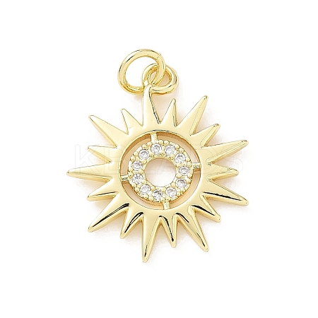 Brass Micro Pave Clear Cubic Zirconia Pendants KK-B141-45G-01-1