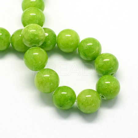 Natural Dyed Yellow Jade Gemstone Bead Strands X-G-R271-10mm-Y12-1
