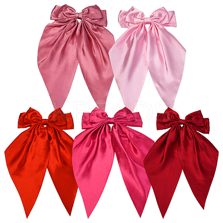 5Pcs 5 Colors Bowknot Polyester Hair Barrettes PHAR-SP0001-18A-1