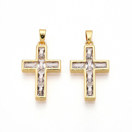 Brass Micro Pave Cubic Zirconia Pendants KK-N257-32G-1