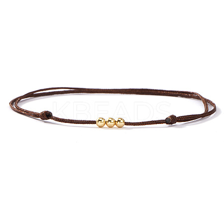Brass Round Bead Braided Bracelets QM9209-1-1