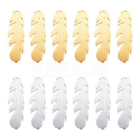 12Pcs 2 Colors 304 Stainless Steel Pendants STAS-UN0033-82-1