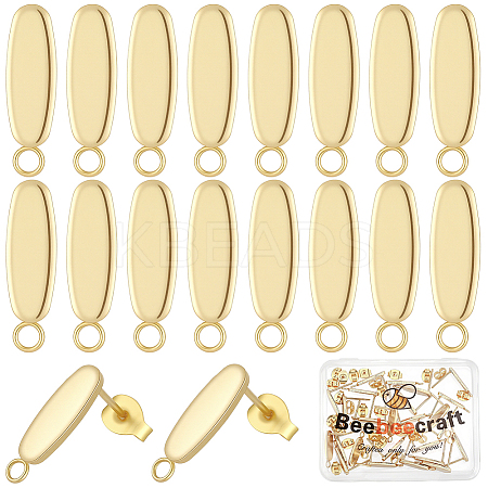 30Pcs 201 Stainless Steel Oval Stud Earring Findings STAS-BBC0010-07-1