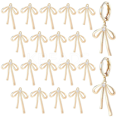 10 Pairs Brass Micro Pave Clear Cubic Zirconia Pendants KK-BC0015-29-1