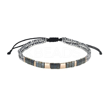 Bohemian Style Glass Seed Bead & Plastic Braided Bead Bracelets QF8968-11-1