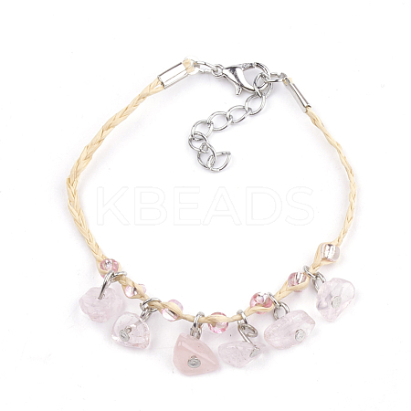 Handmade Braided Raffia Charm Bracelets AJEW-S072-28L-1